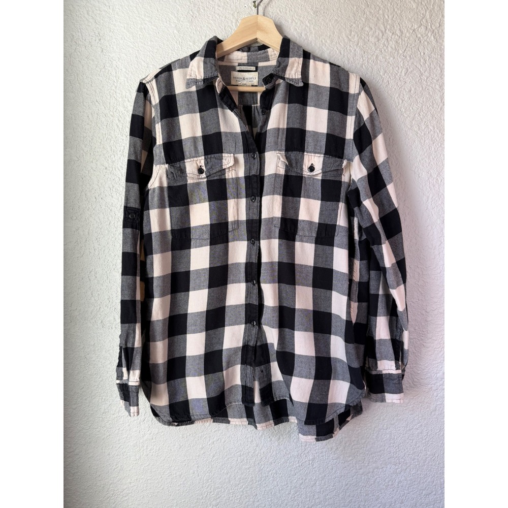 Denim & Supply Ralph Lauren RL Surplus Buffalo Plaid Button Down Shirt Black L